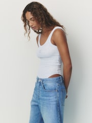 グレー - self.ノースリーブリブ編みスクープネックボディスーツ - 画像 4 / 8