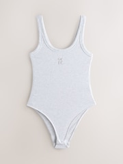 グレー - self.ノースリーブリブ編みスクープネックボディスーツ - 画像 6 / 8