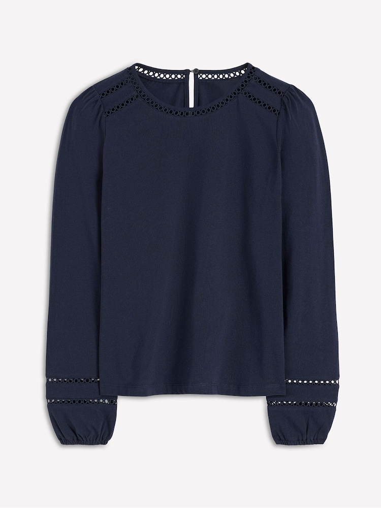 Boden Blue Flo Trim Detail Top - Image 4 of 4 Boden Blue Flo Trim Detail Top - Image 4 of 4