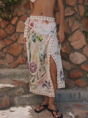 Mediterranean Scenic Border Print - סרונג באורך מקסי - תמונה 1 מתוך 4