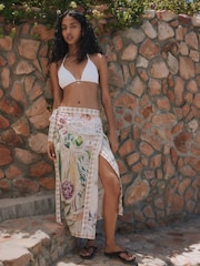 Mediterranean Scenic Border Print - סרונג באורך מקסי - תמונה 2 מתוך 4