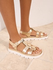 Friends Like These Gold Wide Fit Chunky Fisherman Flat Casual Sandals - Image 1 of 4