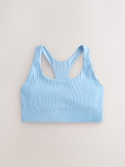 Blue Printed Compression Crop High Impact Sports Bra - Image 9 of 11