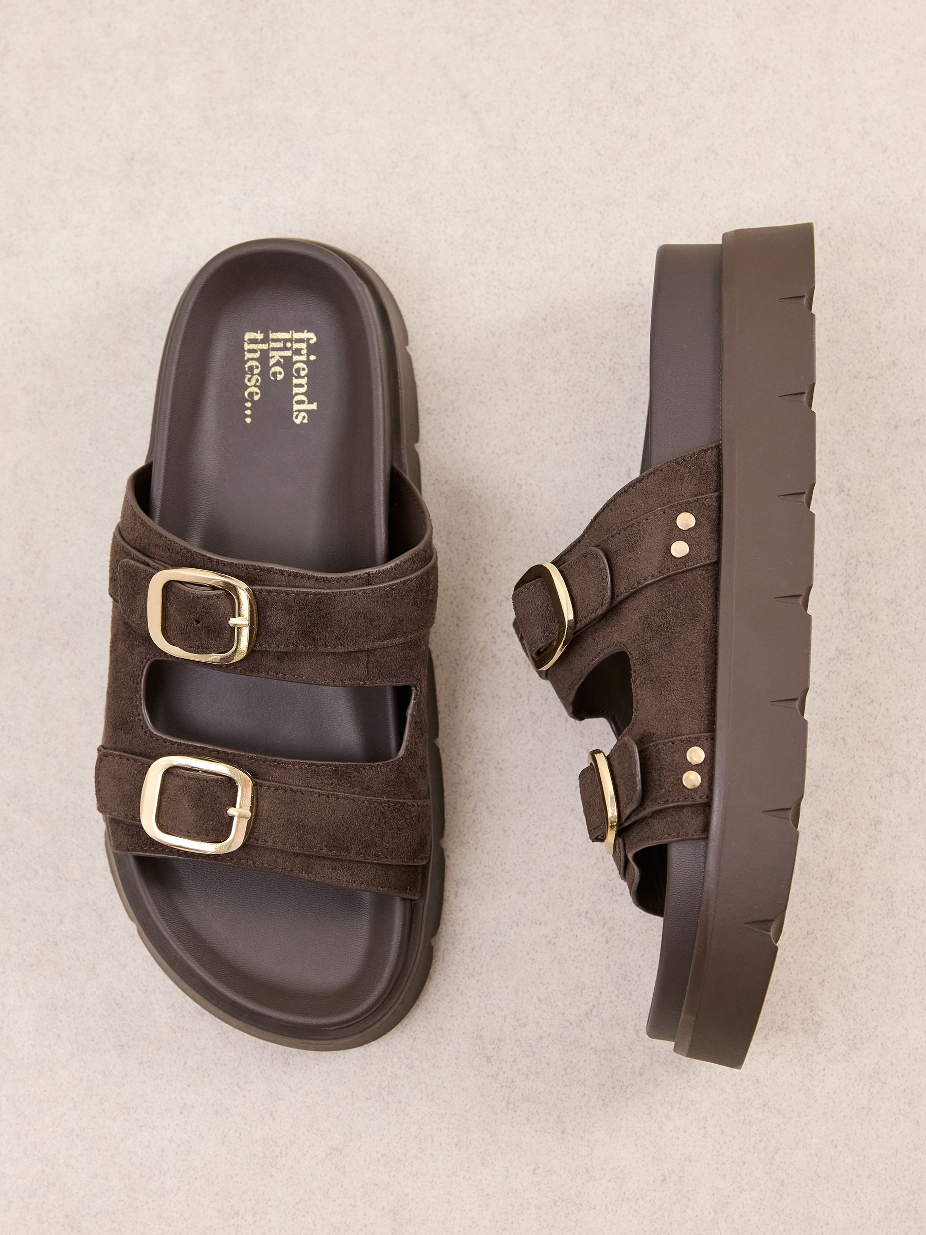 Buy Friends Like These Chocolate Brown Faux Suede Double Buckle