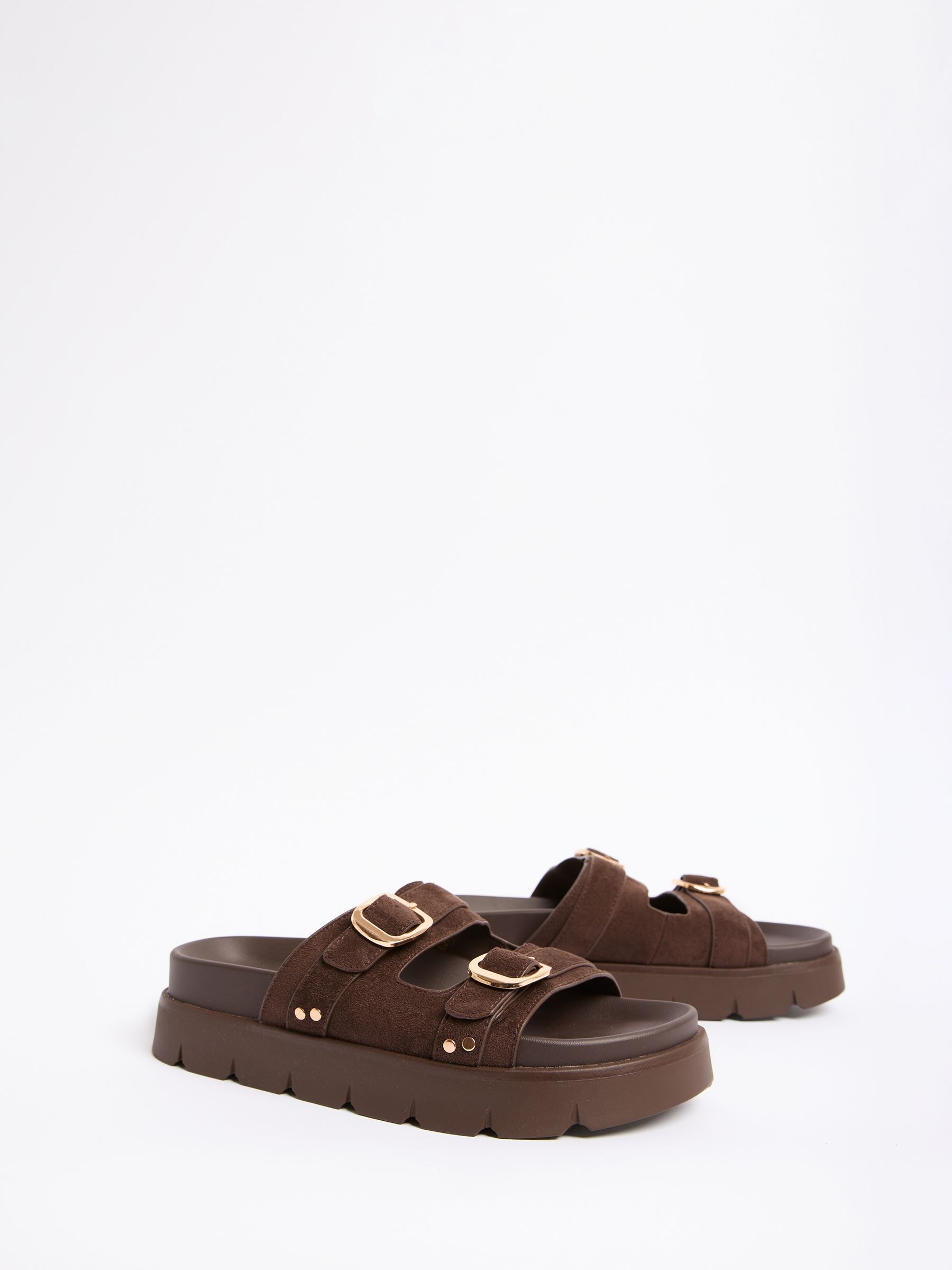 Buy Friends Like These Chocolate Brown Faux Suede Double Buckle