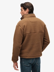 Superdry Brown Fuji Fleece Half Popper Jumper - Image 2 of 5