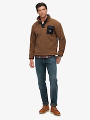 Superdry Brown Fuji Fleece Half Popper Jumper - Image 3 of 5