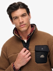 Superdry Brown Fuji Fleece Half Popper Jumper - Image 4 of 5