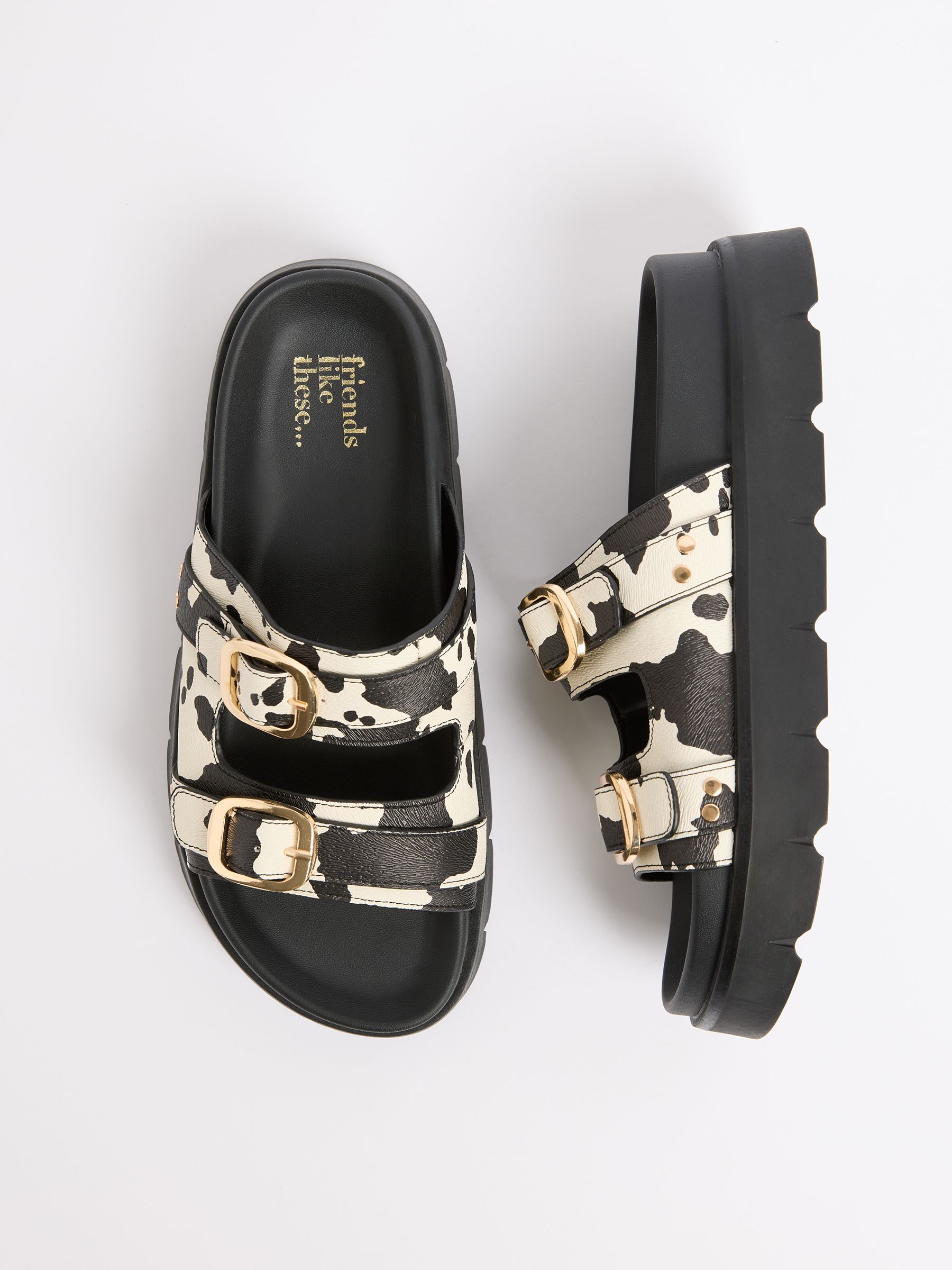 Buy Friends Like These Animal Cow Print Faux Leather Double Buckle