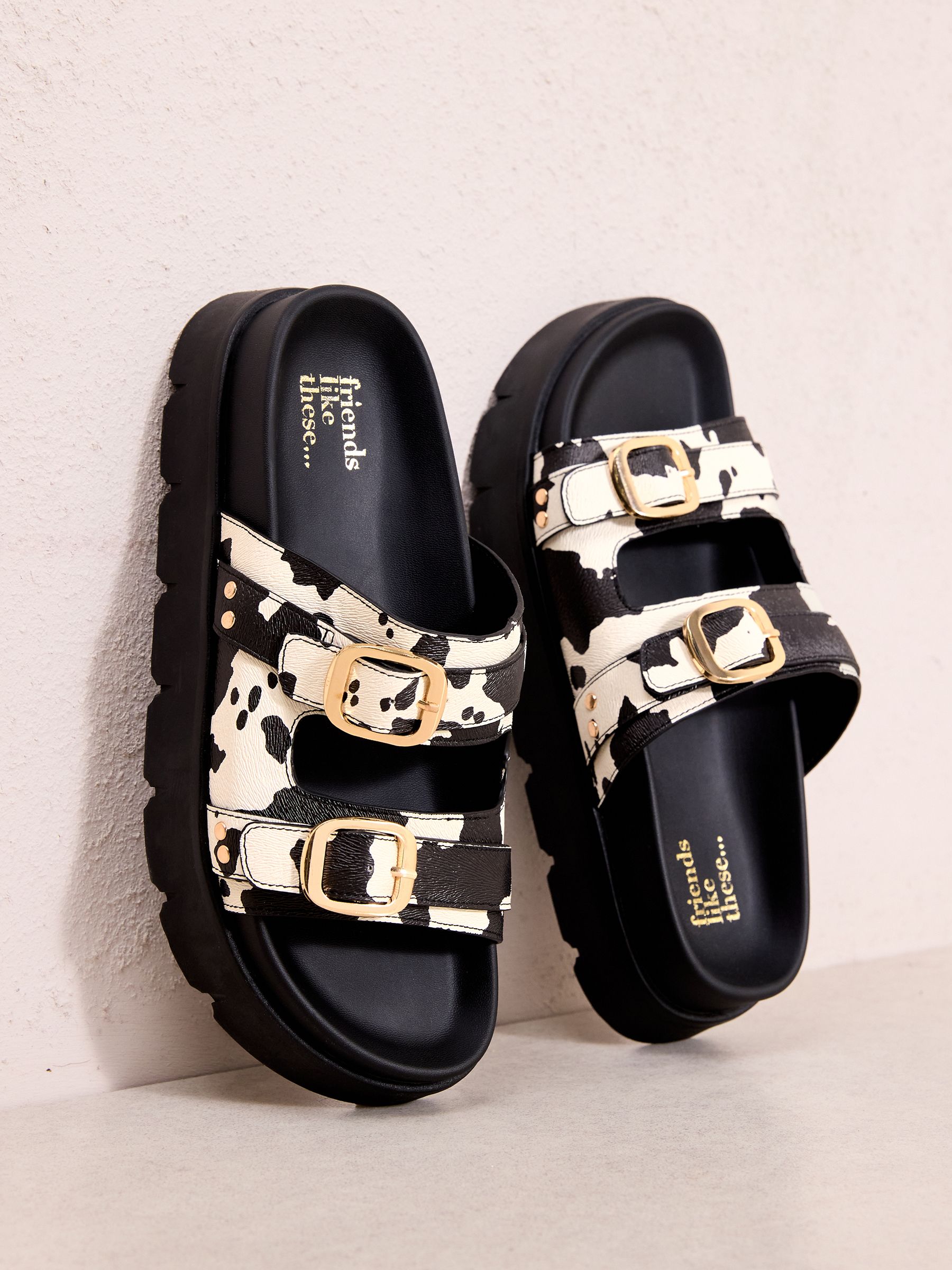 Buy Friends Like These Animal Cow Print Faux Leather Double Buckle