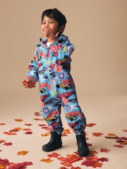 Hot Wheels Blue Waterproof Fleece Lined Puddlesuit (3mths-7yrs) - Image 2 of 7