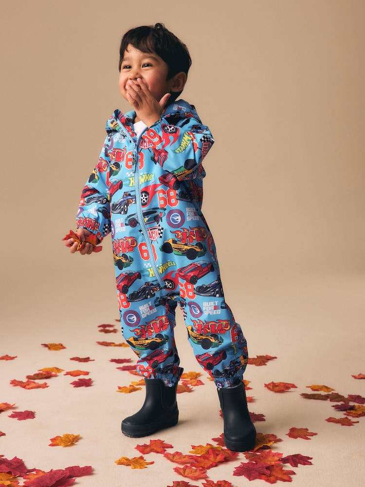 Hot Wheels Blue Waterproof Fleece Lined Puddlesuit (3mths-7yrs) - Image 2 of 7