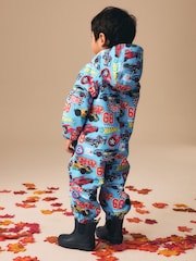 Hot Wheels Blue Waterproof Fleece Lined Puddlesuit (3mths-7yrs) - Image 3 of 7