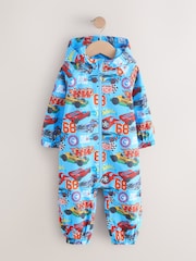 Hot Wheels Blue Waterproof Fleece Lined Puddlesuit (3mths-7yrs) - Image 4 of 7