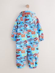 Hot Wheels Blue Waterproof Fleece Lined Puddlesuit (3mths-7yrs) - Image 5 of 7