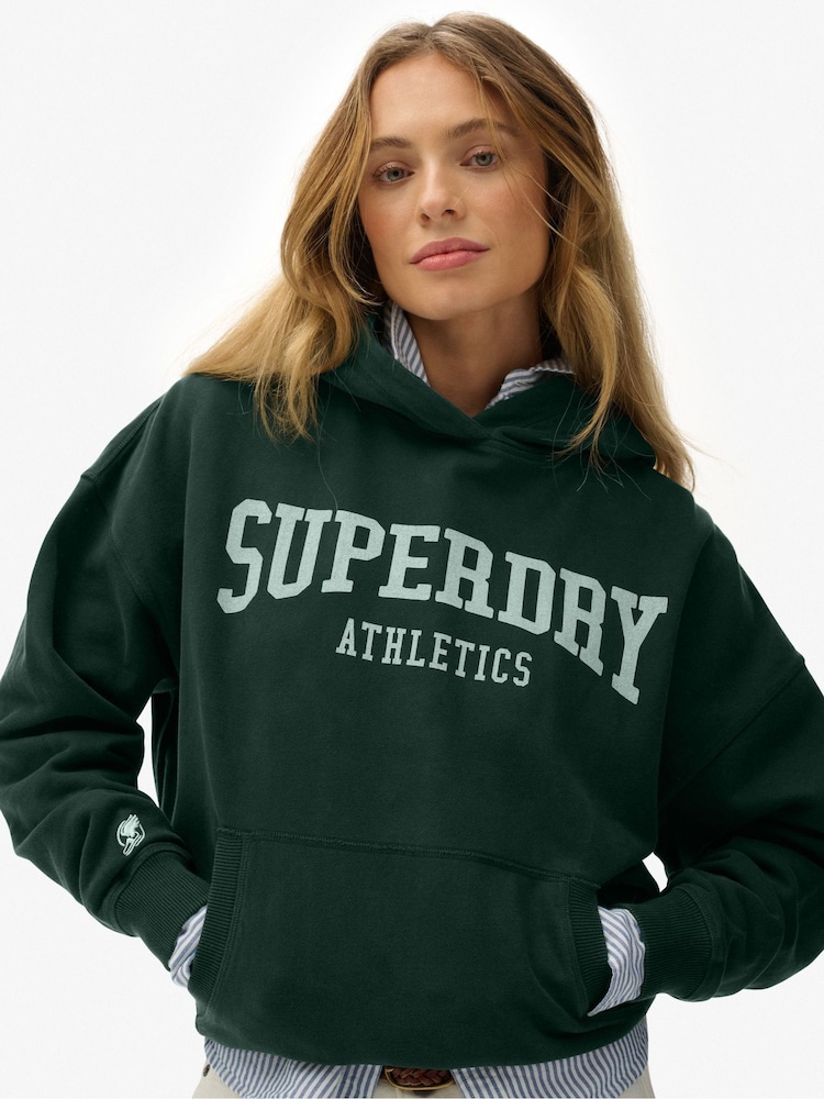 Superdry Green Athletic Essentials Relaxed Hoodie - Image 1 of 5