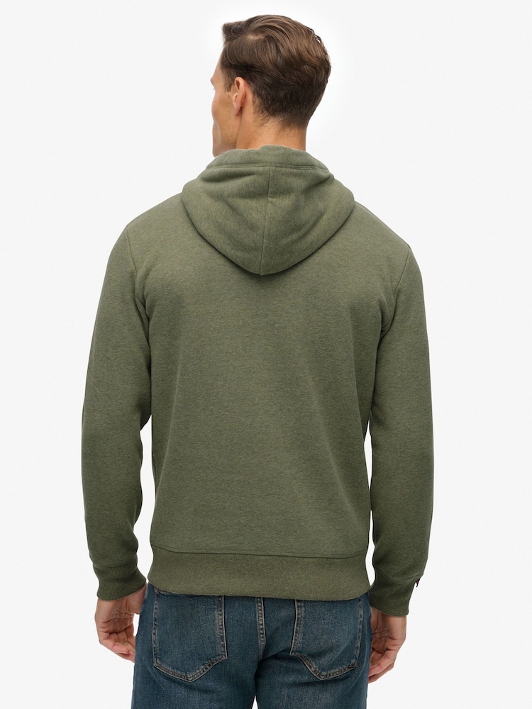 Superdry Green Essential Logo Hoodie - Image 2 of 5 Superdry Green Essential Logo Hoodie - Image 2 of 5