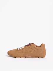 Friends Like These Tan Brown Faux Suede Double Lace Gum Sole Casual Trainers - Image 2 of 7