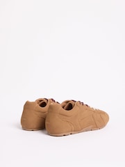 Friends Like These Tan Brown Faux Suede Double Lace Gum Sole Casual Trainers - Image 3 of 7