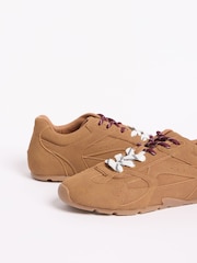 Friends Like These Tan Brown Faux Suede Double Lace Gum Sole Casual Trainers - Image 5 of 7