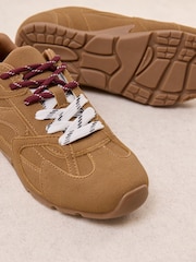 Friends Like These Tan Brown Faux Suede Double Lace Gum Sole Casual Trainers - Image 6 of 7