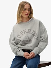 Superdry Grey Athletic Essentials Relaxed Crew Sweatshirt - Image 1 of 5