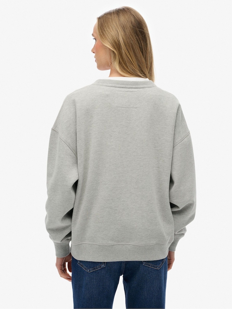 Superdry Grey Athletic Essentials Relaxed Crew Sweatshirt - Image 2 of 5