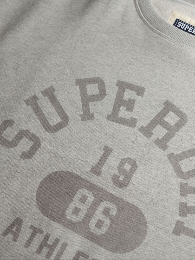 Superdry Grey Athletic Essentials Relaxed Crew Sweatshirt - Image 5 of 5