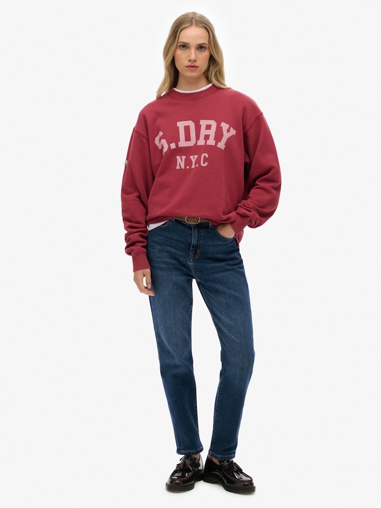 Superdry Red Athletic Essentials Slouchy Crew Sweatshirt - Image 1 of 5