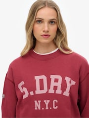 Superdry Red Athletic Essentials Slouchy Crew Sweatshirt - Image 3 of 5
