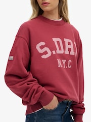 Superdry Red Athletic Essentials Slouchy Crew Sweatshirt - Image 4 of 5