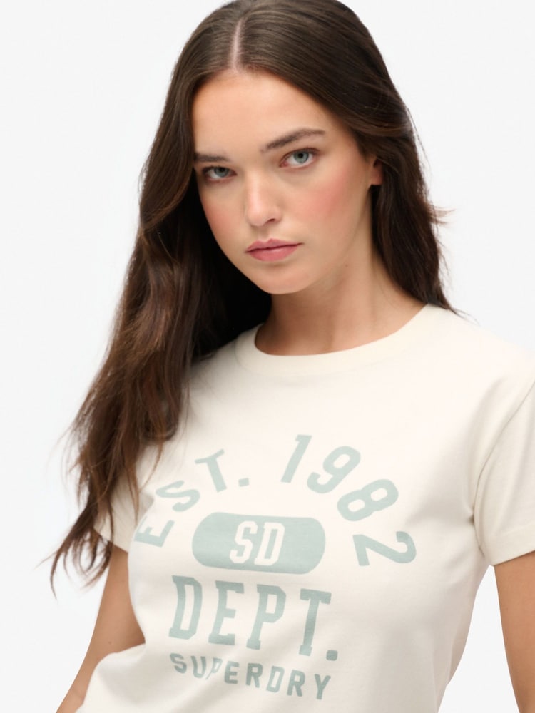 Superdry White Athletic Graphic Fitted T-Shirt - Image 4 of 4