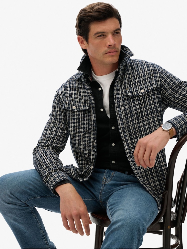 Superdry Blue The Merchant Store Textured Workwear Shirt - Image 1 of 5
