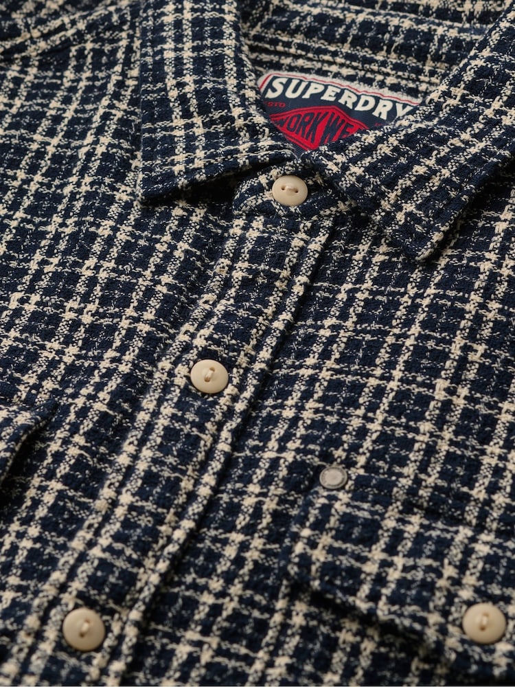 Superdry Blue The Merchant Store Textured Workwear Shirt - Image 5 of 5