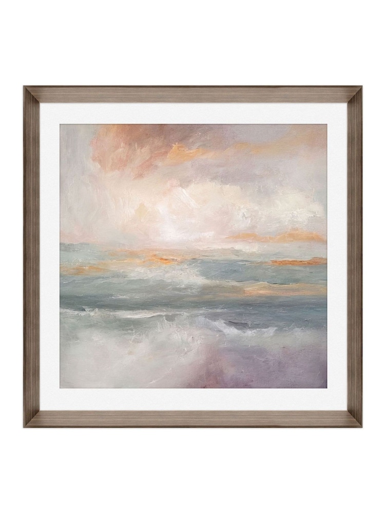 Brookpace Lascelles NaturalBrown Hand made in UK 'On Mystic Seas' Abstract Wall Art in a Walnut wood aesthetic frame  50 x 50cm - Image 2 of 4
