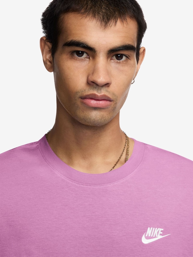 Nike Pink Magenta Short Sleeve Club T-Shirt - Image 3 of 3