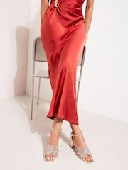 Friends Like These Gold Faux Leather Diamante Hotfix Mid Block Heeled Sandals - Image 3 of 5