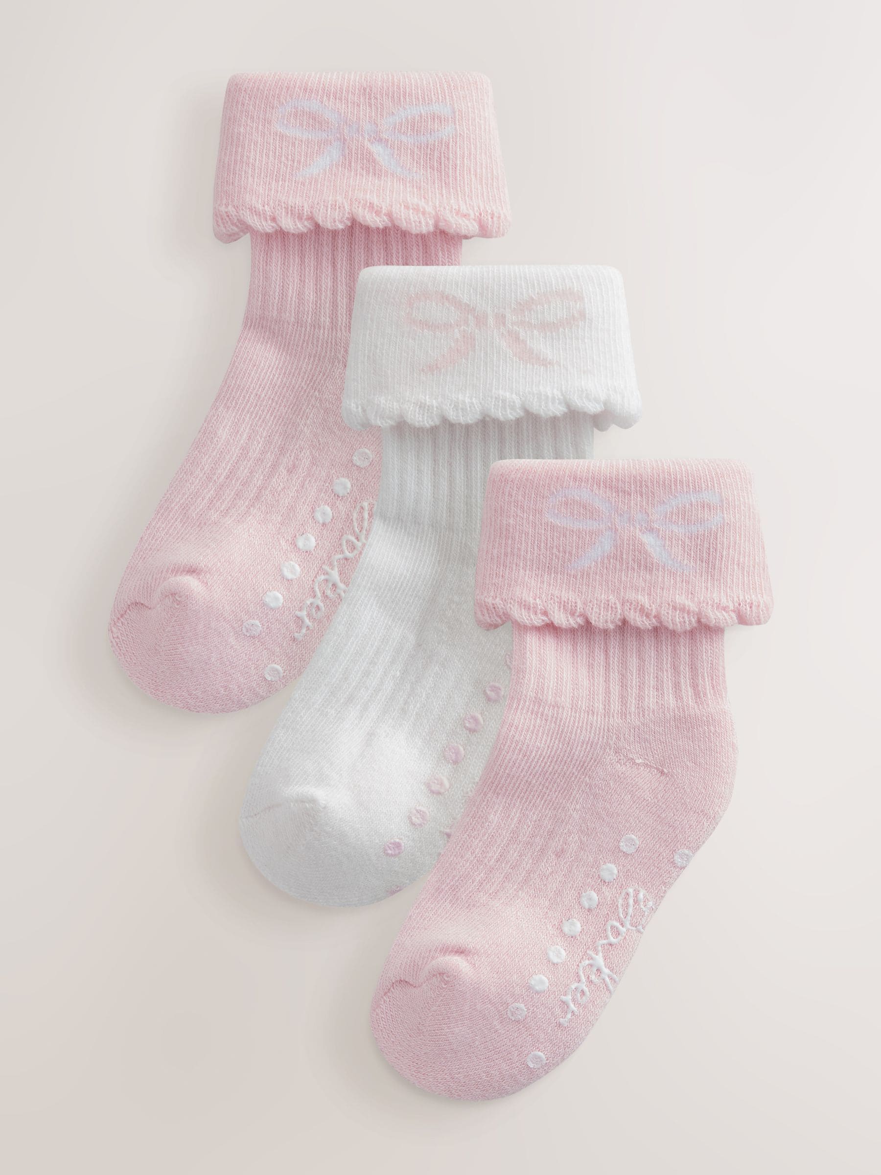 Baker by Ted Baker 3 Pack Baby Gripper Pink Socks view 1