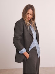 Anthology By JD Williams Grey Premium Herringbone Single Breasted Blazer - Image 1 of 6