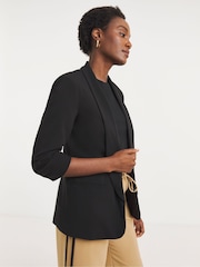 JD Williams Black Ruched Sleeve Blazer - Image 1 of 5