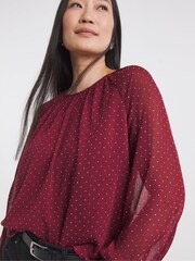 JD Williams Red Diamante Spot Raglan Blouse - Image 1 of 4