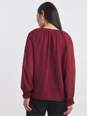 JD Williams Red Diamante Spot Raglan Blouse - Image 2 of 4