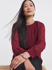 JD Williams Red Diamante Spot Raglan Blouse - Image 3 of 4