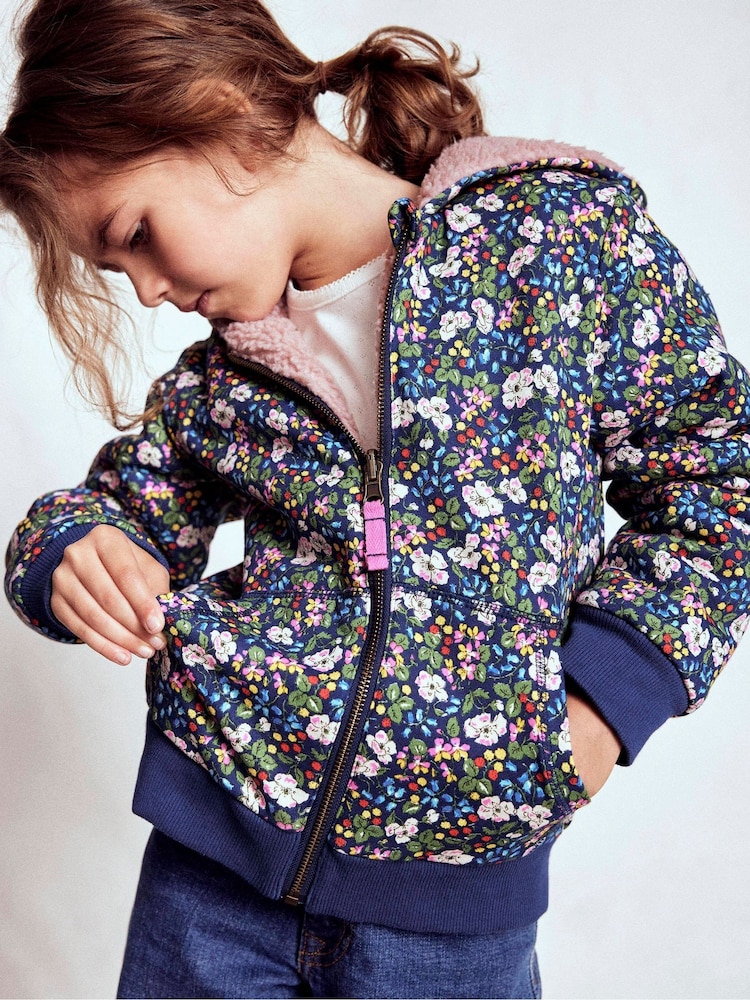 Boden Blue Reversible Borg Hoodie - Image 1 of 4