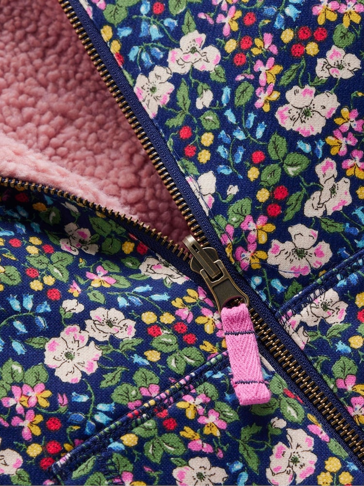 Boden Blue Reversible Borg Hoodie - Image 4 of 4