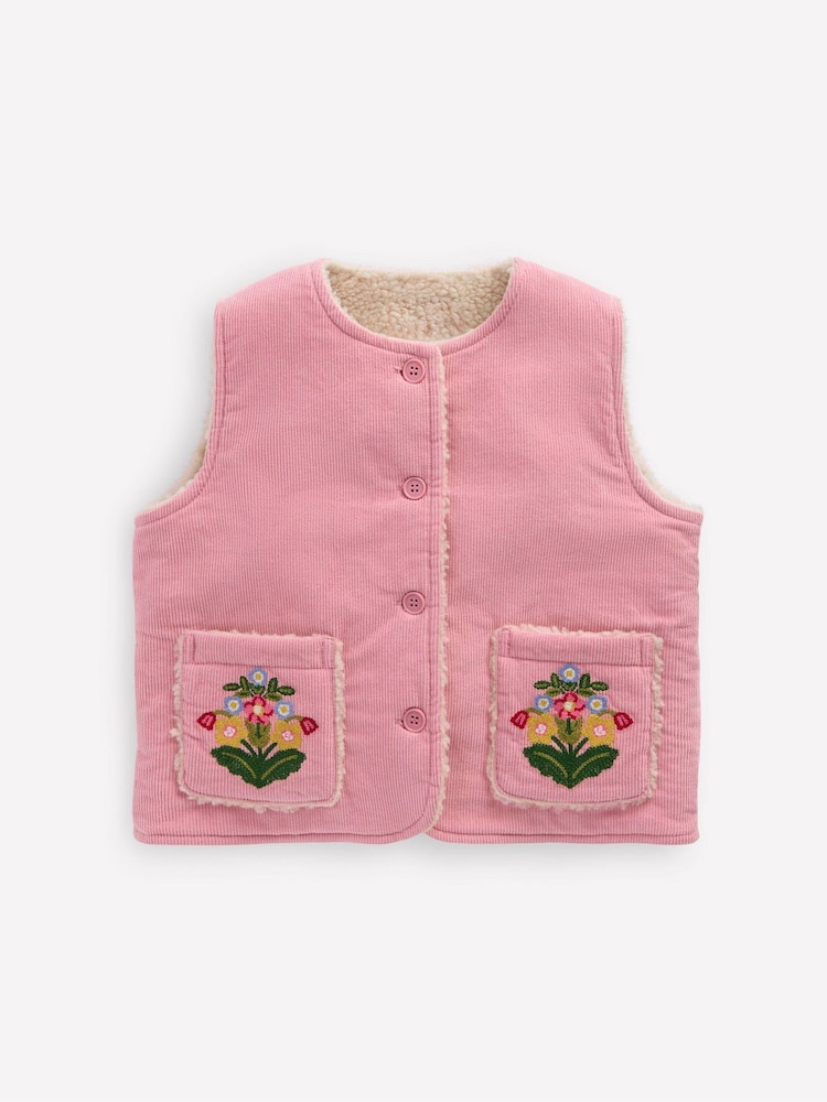 Boden Pink Embroidered Cord Gilet - Image 1 of 3