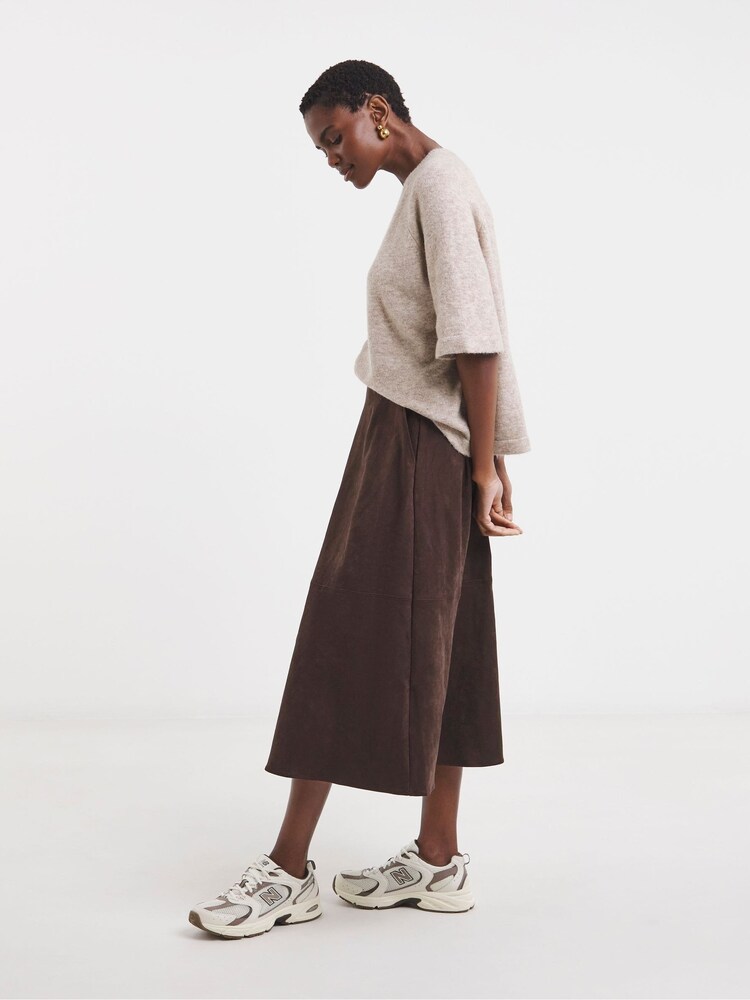 JD Williams Brown Suede Midi Circle Skirt - Image 1 of 5 JD Williams Brown Suede Midi Circle Skirt - Image 1 of 5