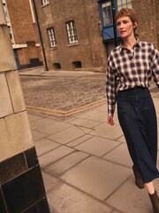 JD Williams Blue Oversized Check Shirt - Image 4 of 5