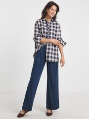 JD Williams Blue Oversized Check Shirt - Image 5 of 5