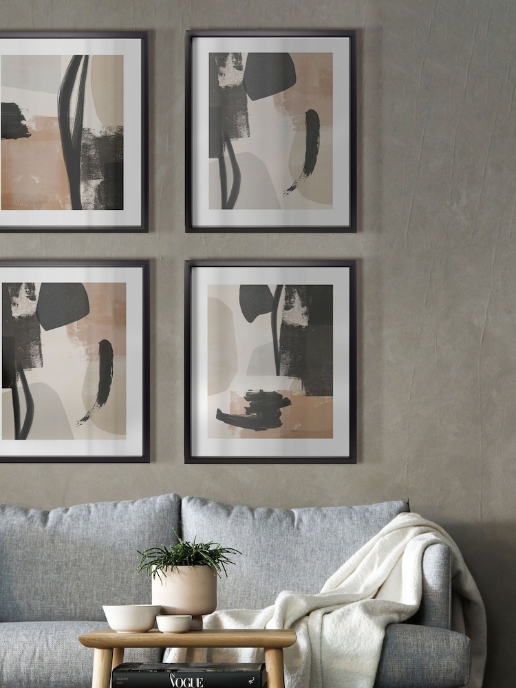 Brookpace Lascelles Natural Black Hand Made in UK'Arrangement II' Abstract Wall Art In A Modern Matte Finish Box Frame 50 x 61cm Wall Art - Image 1 of 4